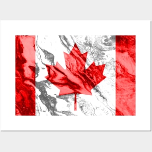 Flag of Canada - Marble texture Posters and Art